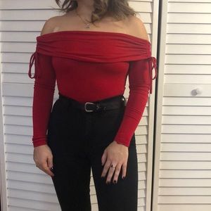 Forever 21 red off the shoulder bodysuit